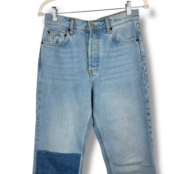 Reformation Tahoe Cynthia Patch High Rise Straight Button Fly Denim Jeans - Picture 6 of 15